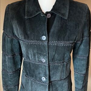 XOXO* Suede Leather Crochet Accent Jacket